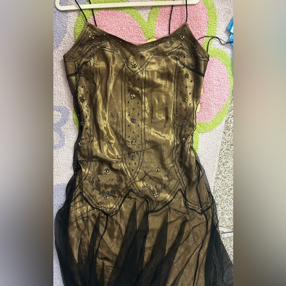 SOLD PLUS SZ Beaded Gold Dress!